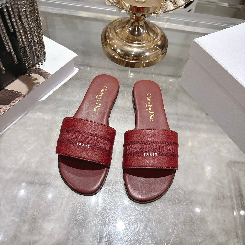 Luxury C*D Style Leather Slide Sandals