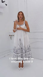 Floor-Length Linen Sundress with Tie Straps and Pockets