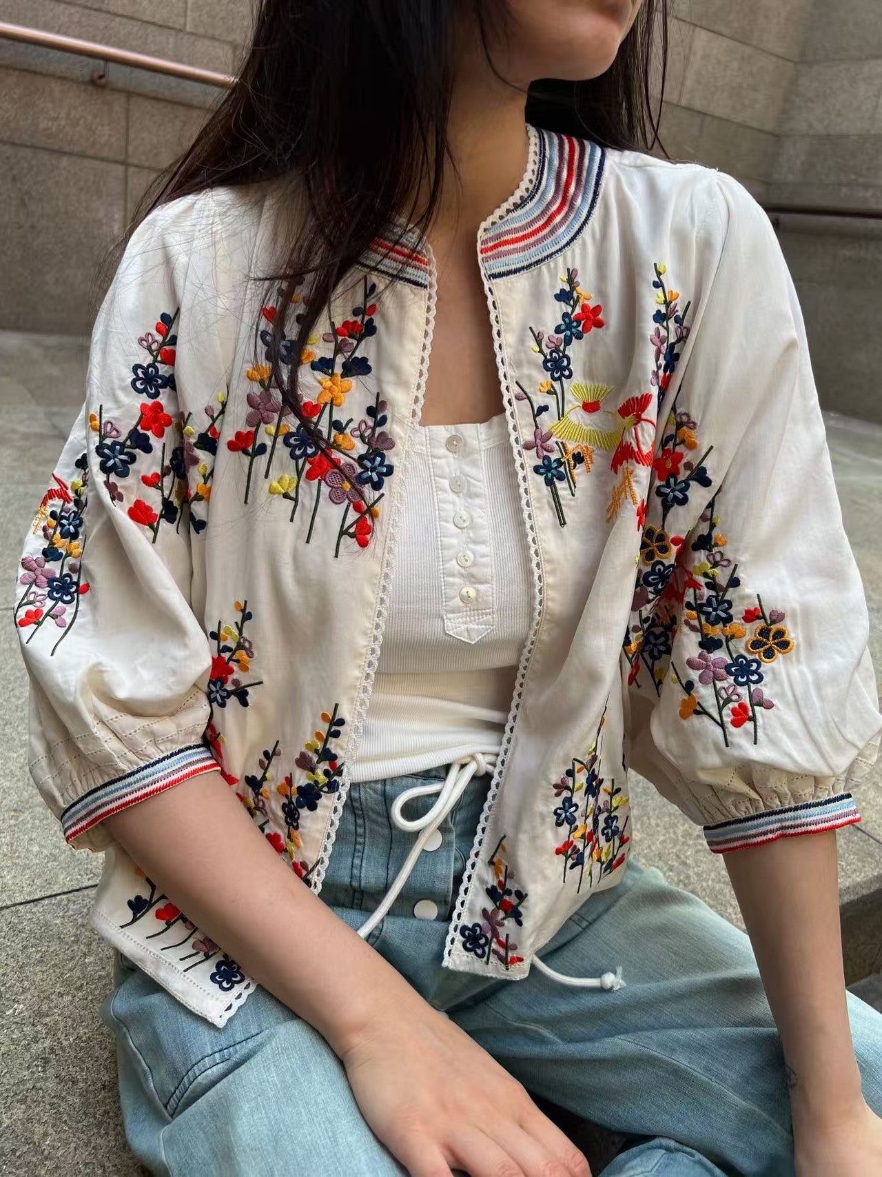 🆕 Floral Embroidered Jacket 🌸