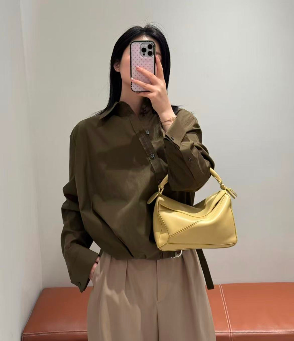 🆕 Olive Green Belted Shirt 🌿 – (Premium Quality )