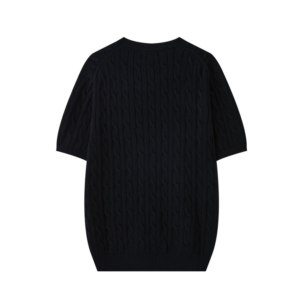 Cable Knit Embroidered Po T-Shirt