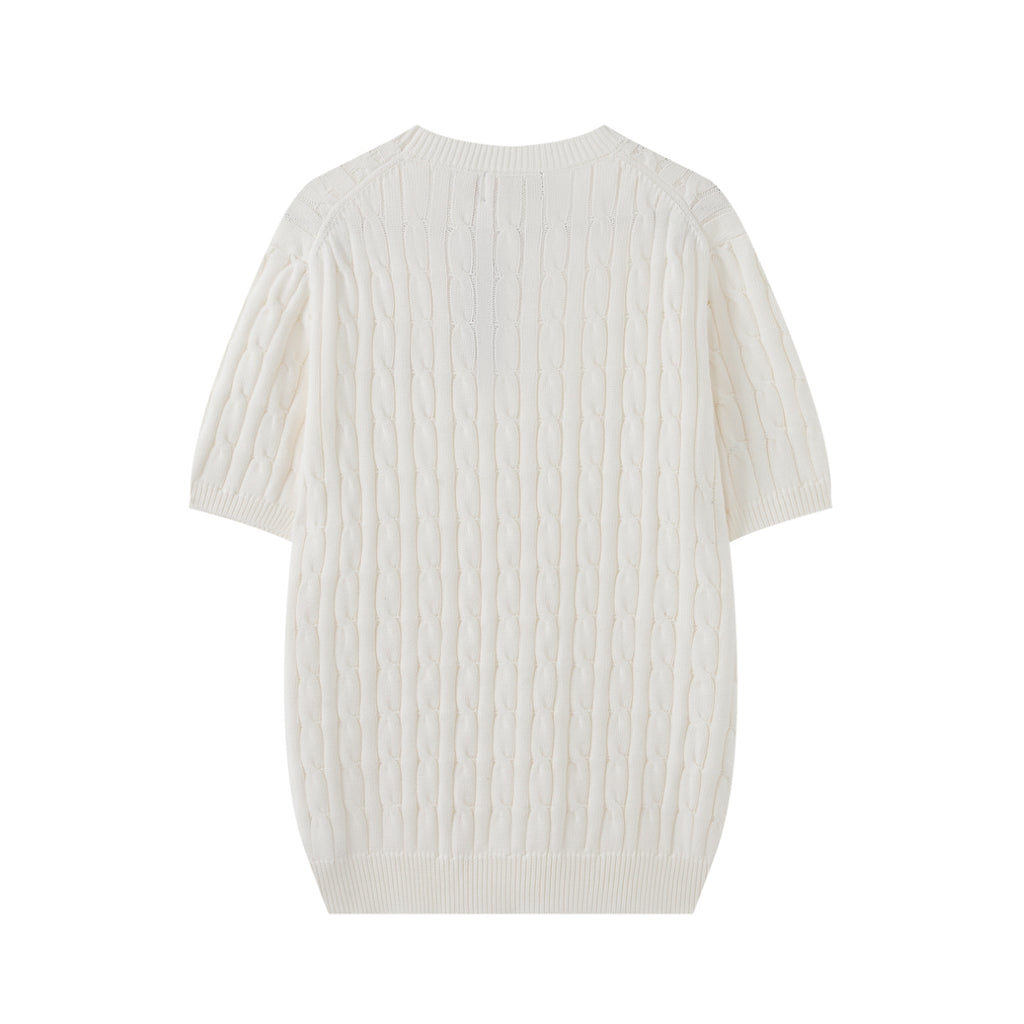 Cable Knit Embroidered Po T-Shirt