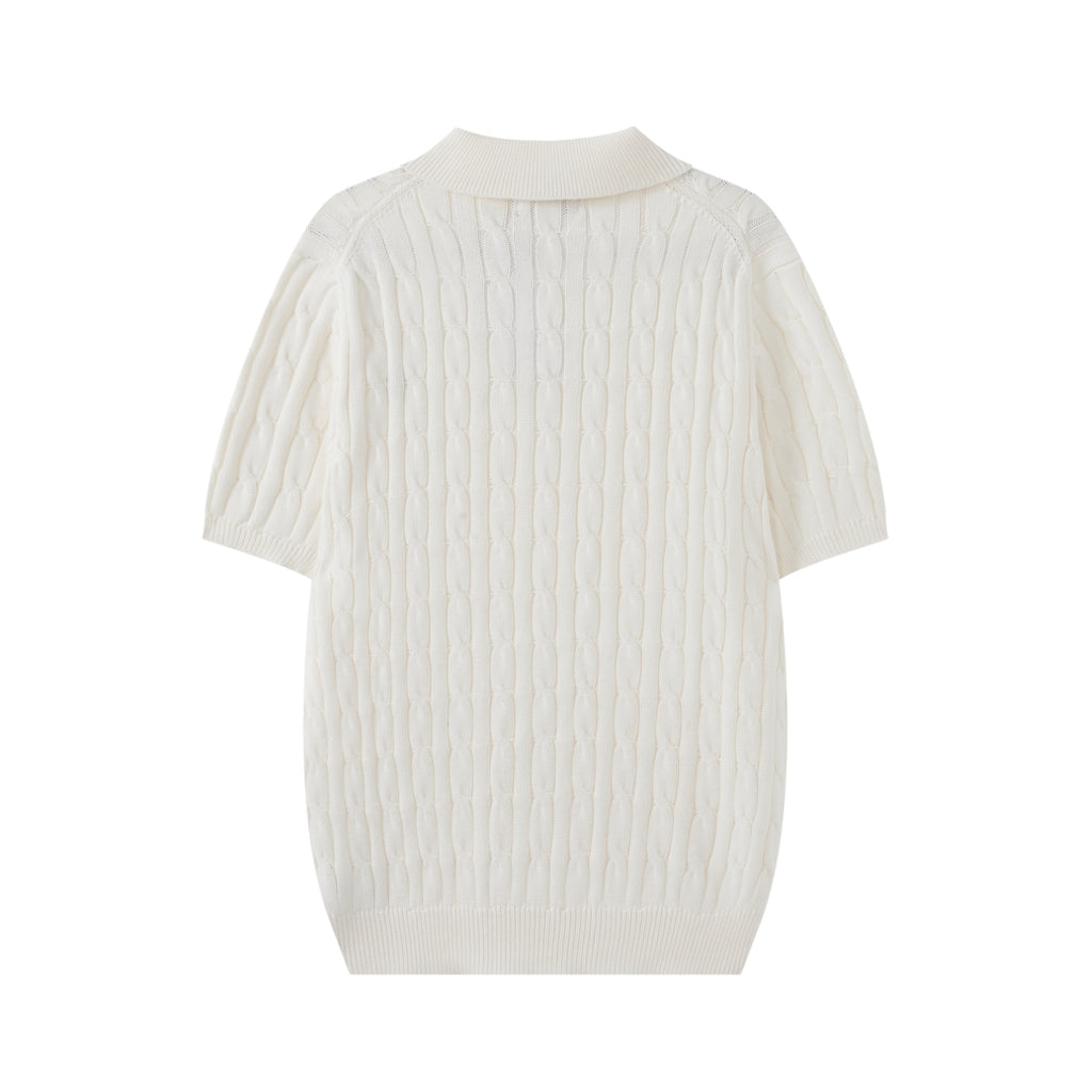 Cable Knit Embroidered P T-Shirt