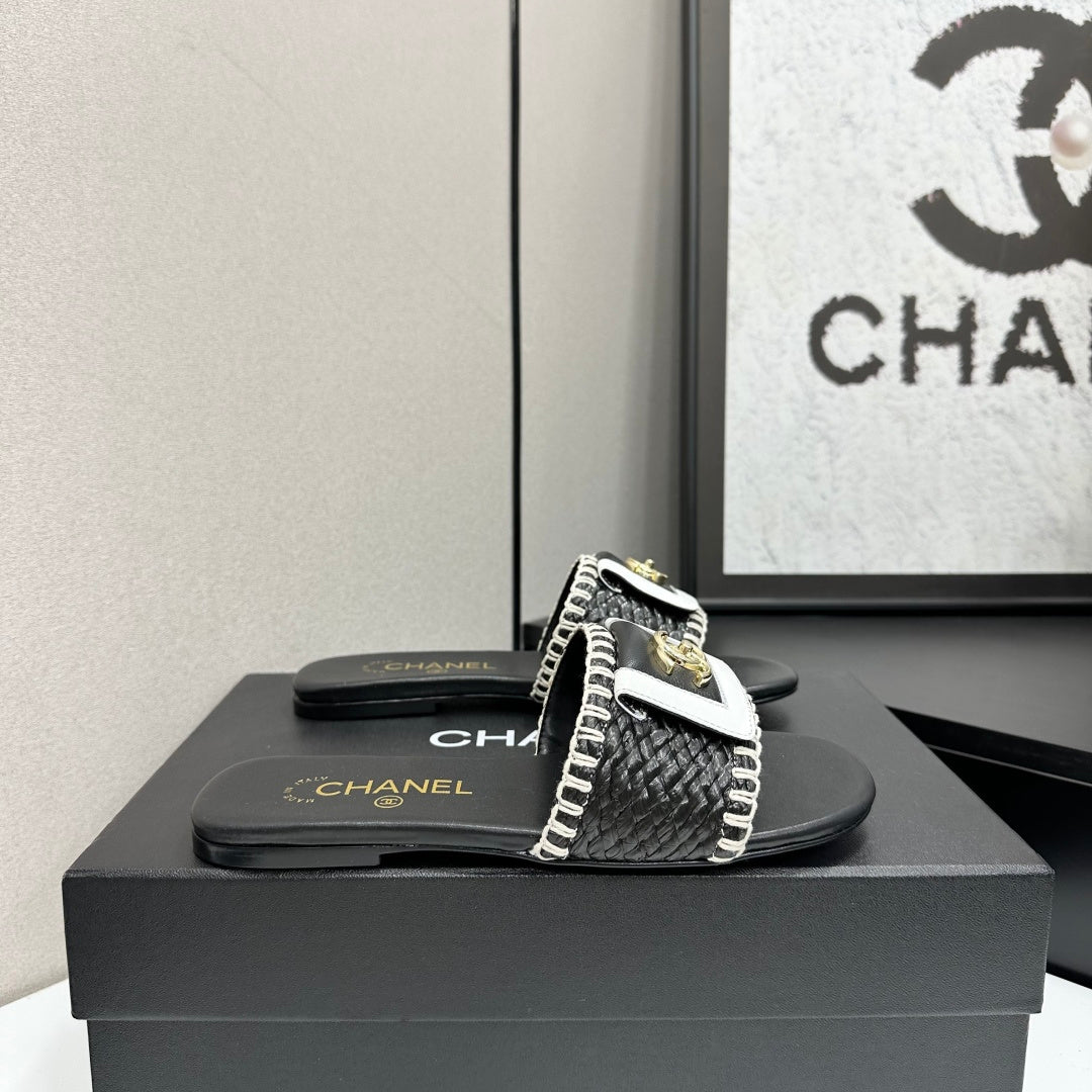 Woven Satin Cross-Strap Slides