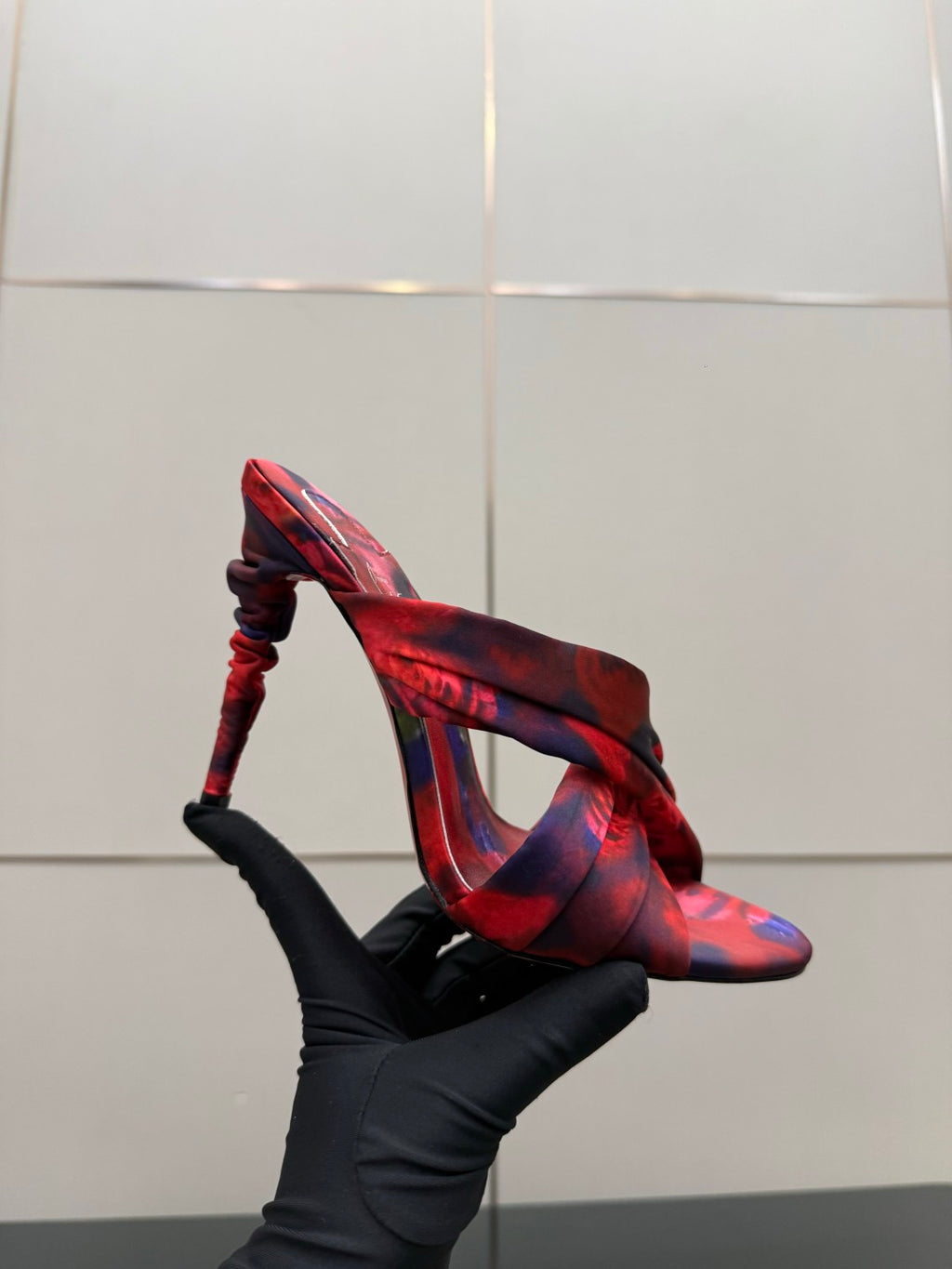 Red Sole Rose Heels | Satin Stiletto Sandals