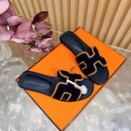 Oran Style Slide Sandals | Velvet Flat Summer Slippers