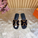 Oran Style Slide Sandals | Velvet Flat Summer Slippers