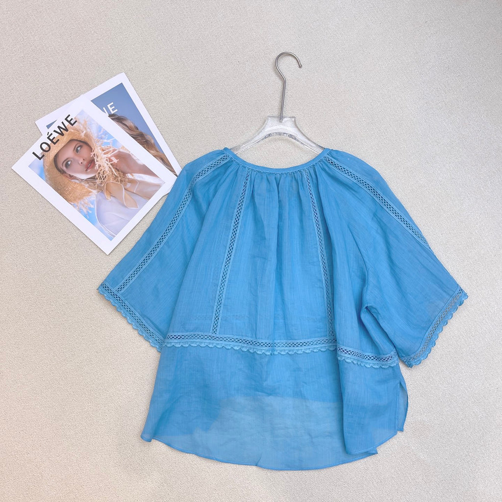 French Embroidered Linen Blouse | Lightweight Summer Shirt