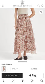 Monogram Silk Midi Skirt | Luxury Print A-Line Skirt