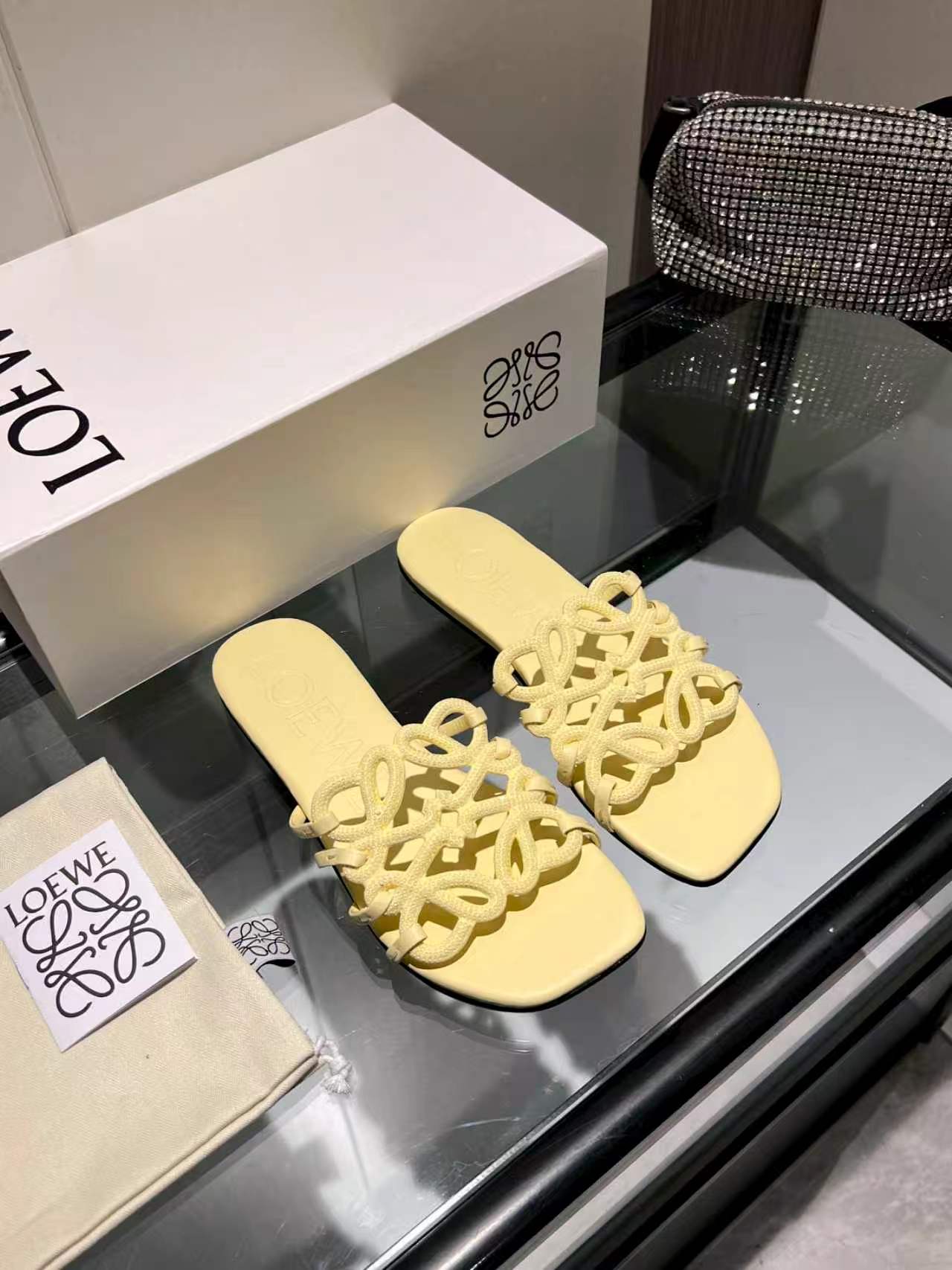 Crystal Embellished Cutout Slide Sandals | Premium Leather Summer Slippers
