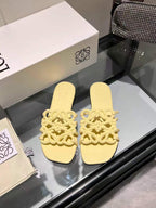 Crystal Embellished Cutout Slide Sandals | Premium Leather Summer Slippers