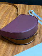 Compact Two-Tone Leather Shoulder Bag – Adjustable Strap, 17.8cm