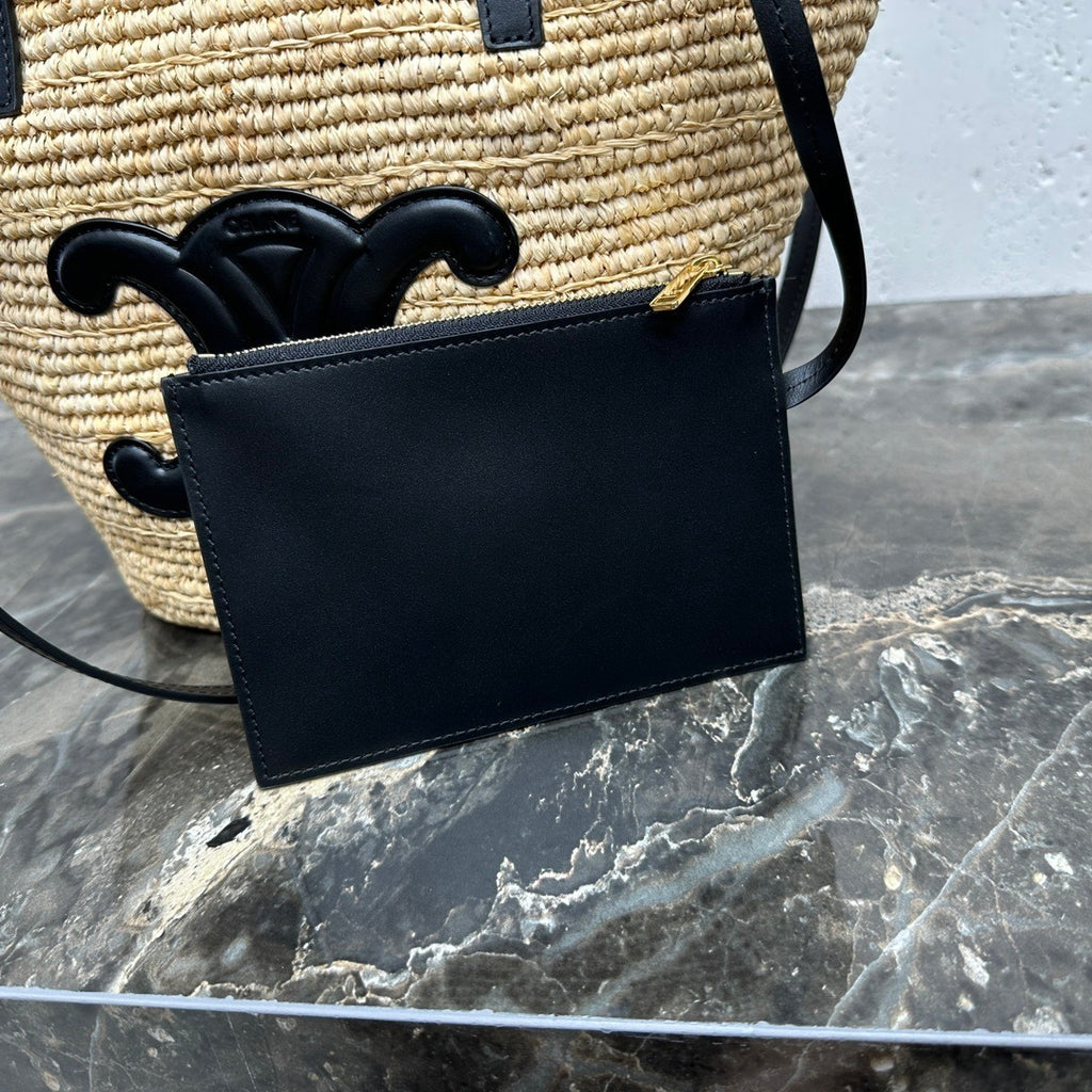 TEEN Plant Fiber & Calfskin Soft Classic Basket Bag  (Premium Quality)