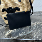 TEEN Plant Fiber & Calfskin Soft Classic Basket Bag  (Premium Quality)