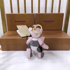Cashmere Check Teddy Charm – Premium Bag & Key Accessory