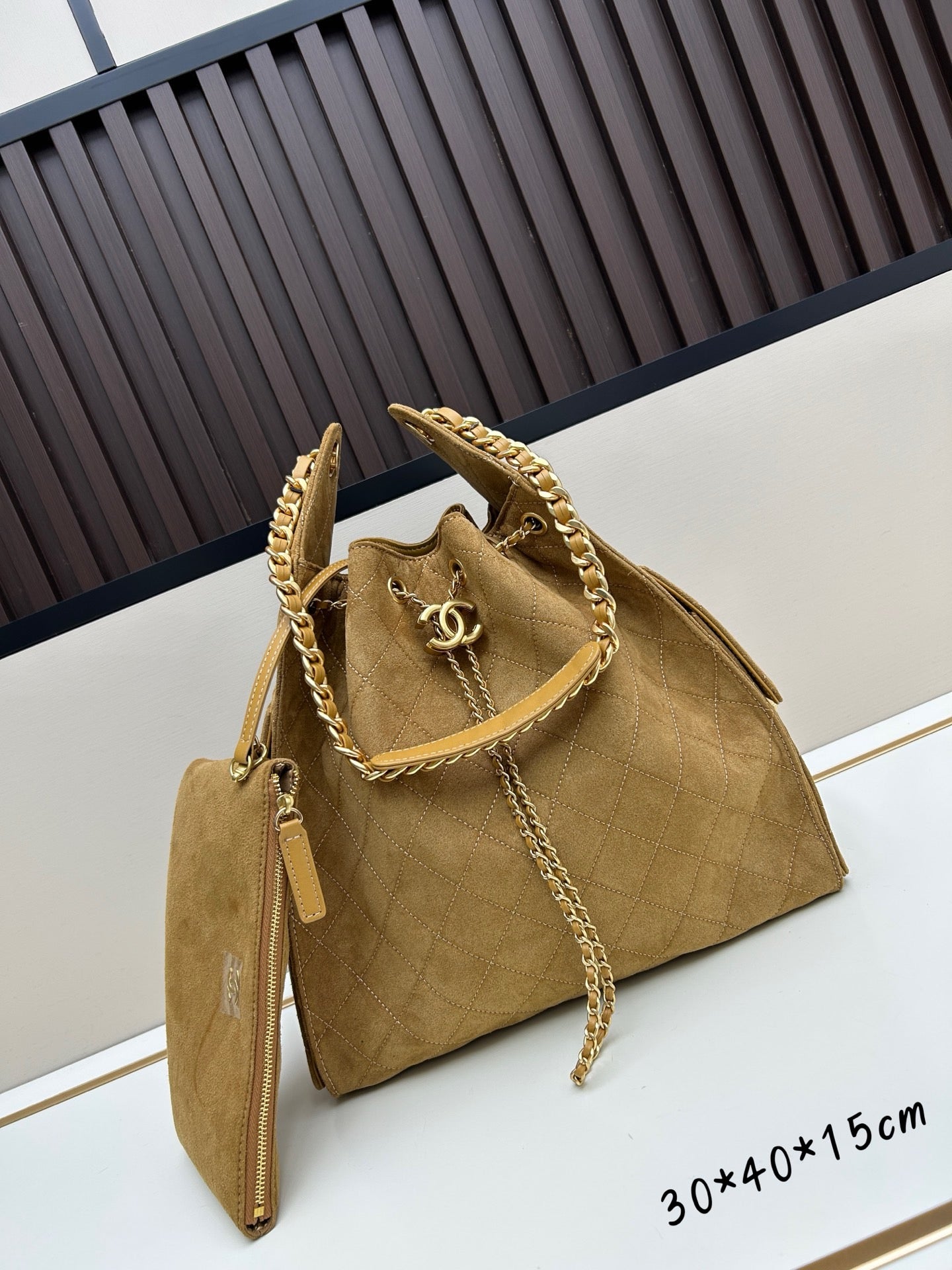 Large Suede Hobo Bucket Bag | Quilted Texture