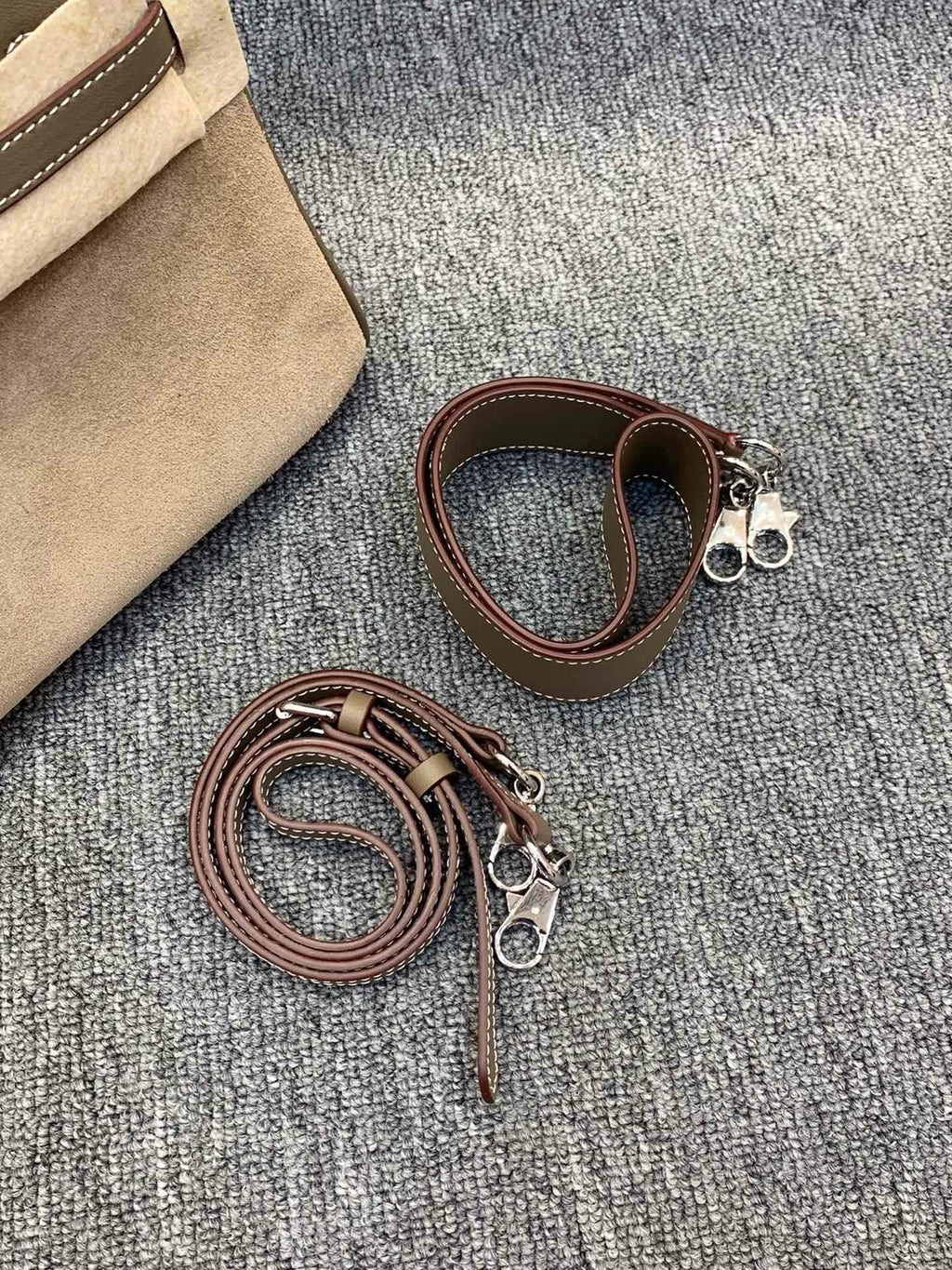 Suede B*K Tote Bag with Double Shoulder Straps – 25/30 cm