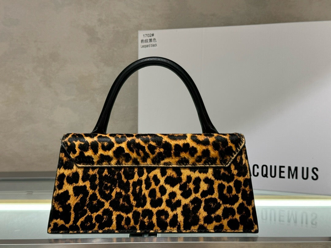 Leopard Print Long Mini Top Handle Bag | Bold Logo & Statement Style