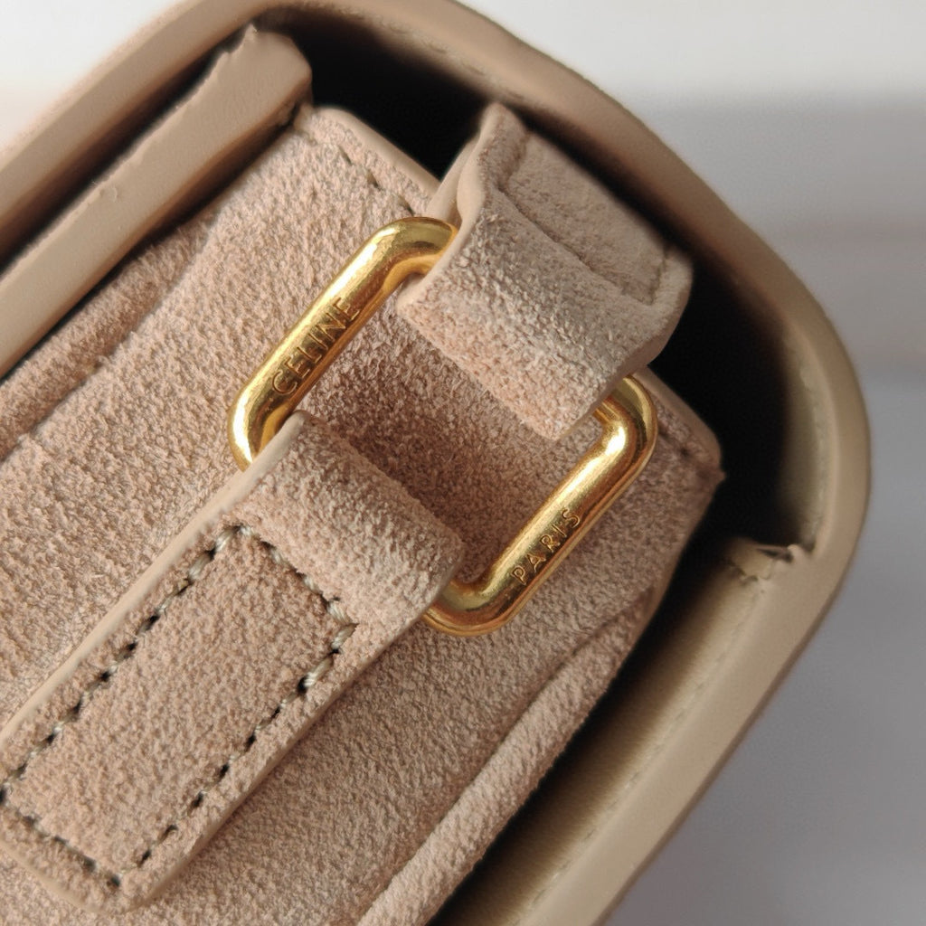 Premium Apricot Flap Shoulder Bag – Suede Finish (Large Size)