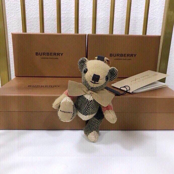 Cashmere Check Teddy Charm – Premium Bag & Key Accessory