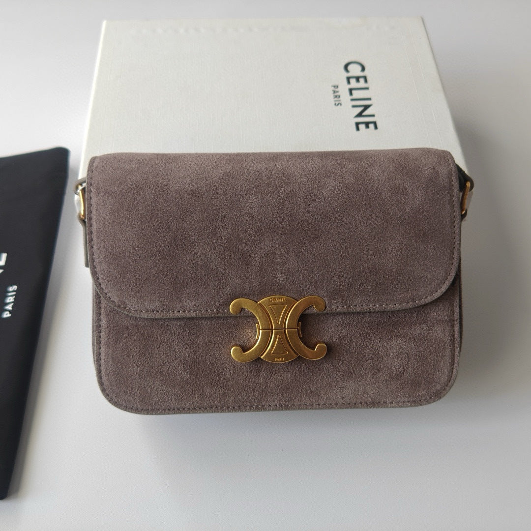 Premium Grey Flap Shoulder Bag – Suede Finish (Large Size)