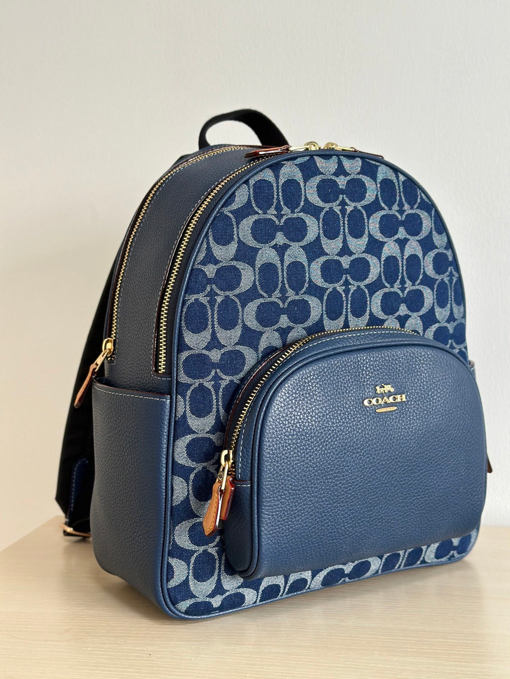 Denim Monogram Backpack, Classic Everyday Style