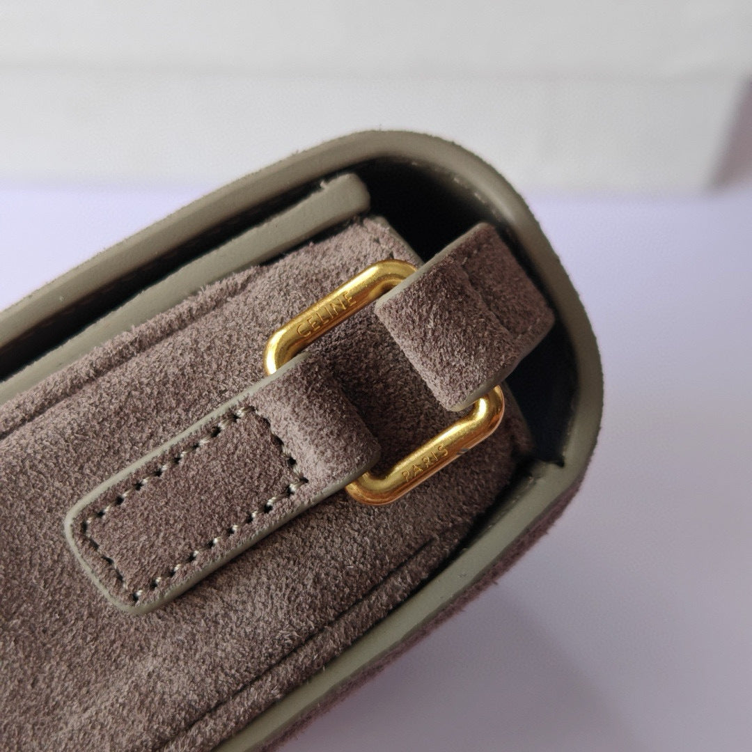 Premium Grey Flap Shoulder Bag – Suede Finish (Large Size)