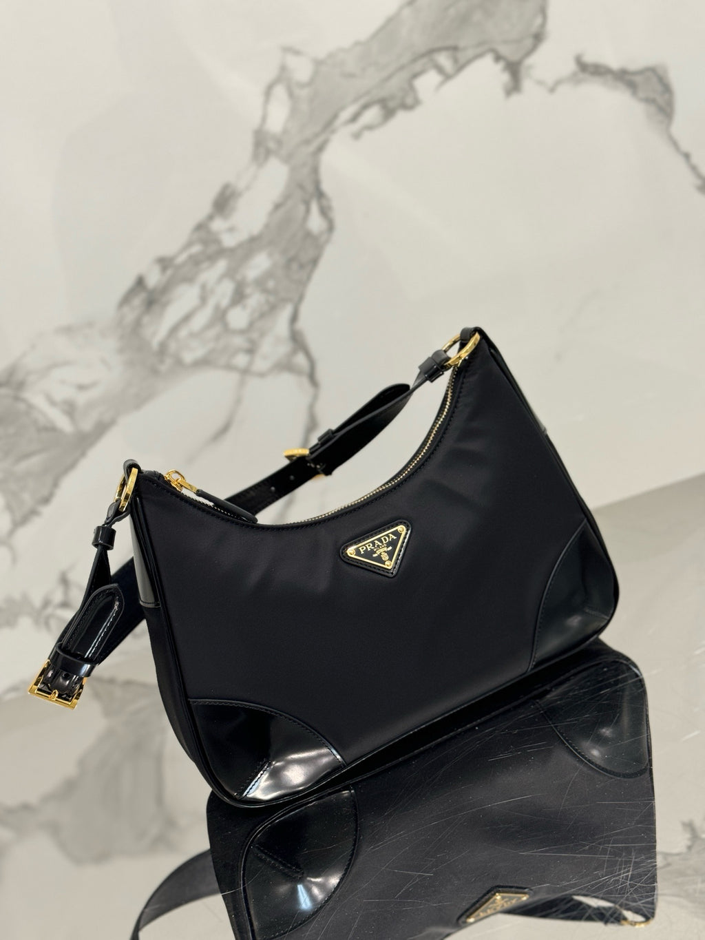 New Arrival | Modern Nylon & Patent Leather Shoulder Bag