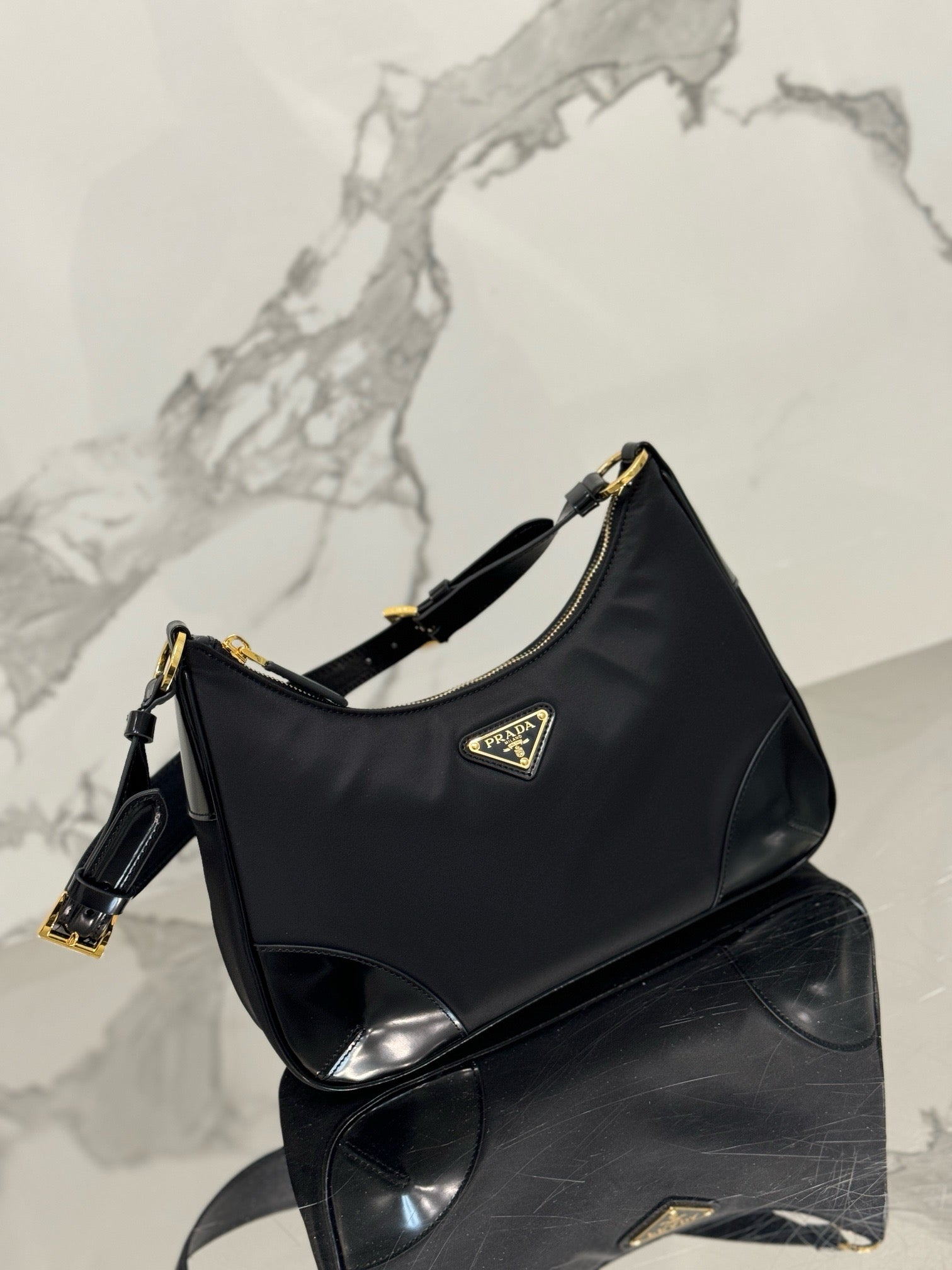 New Arrival | Modern Nylon & Patent Leather Shoulder Bag