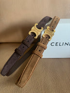 Women’s Suede-Finish Leather Belt — Vintage Inspired Metal Buckle