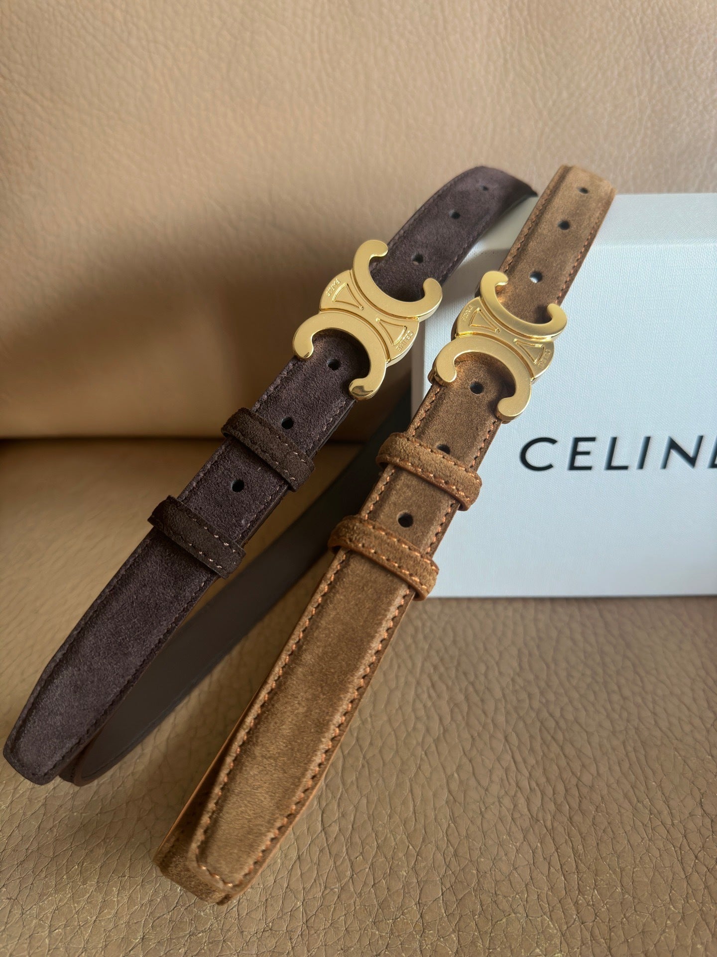 Women’s Suede-Finish Leather Belt — Vintage Inspired Metal Buckle