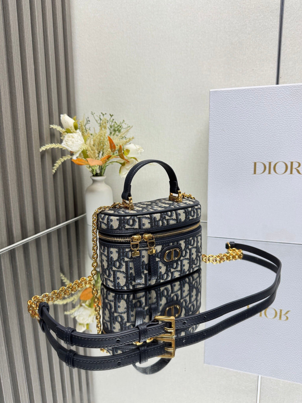 Mini Vanity Bag (Blue Monogram Style) - Premium Quality