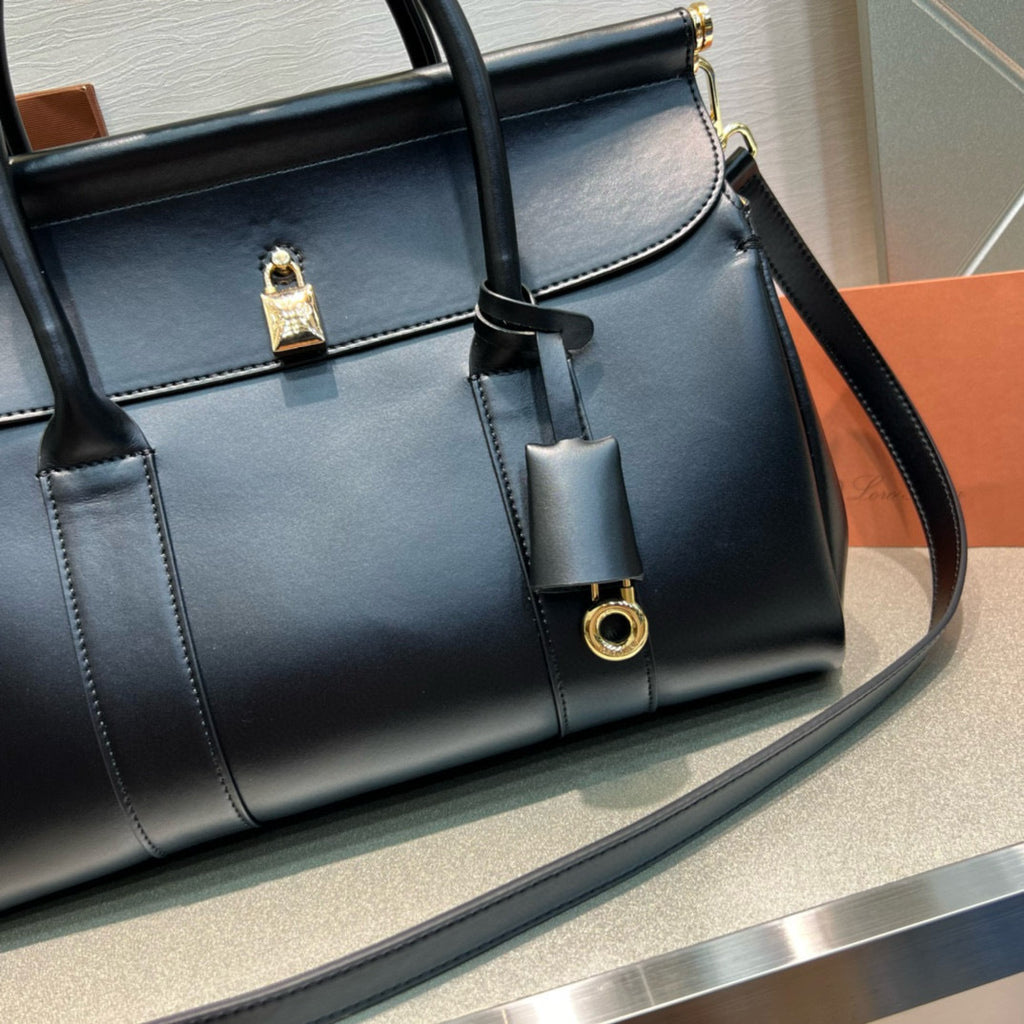 Smooth Calfskin Loom Tote Bag – Black