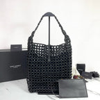 Handwoven Wooden Bead Hobo Bag.