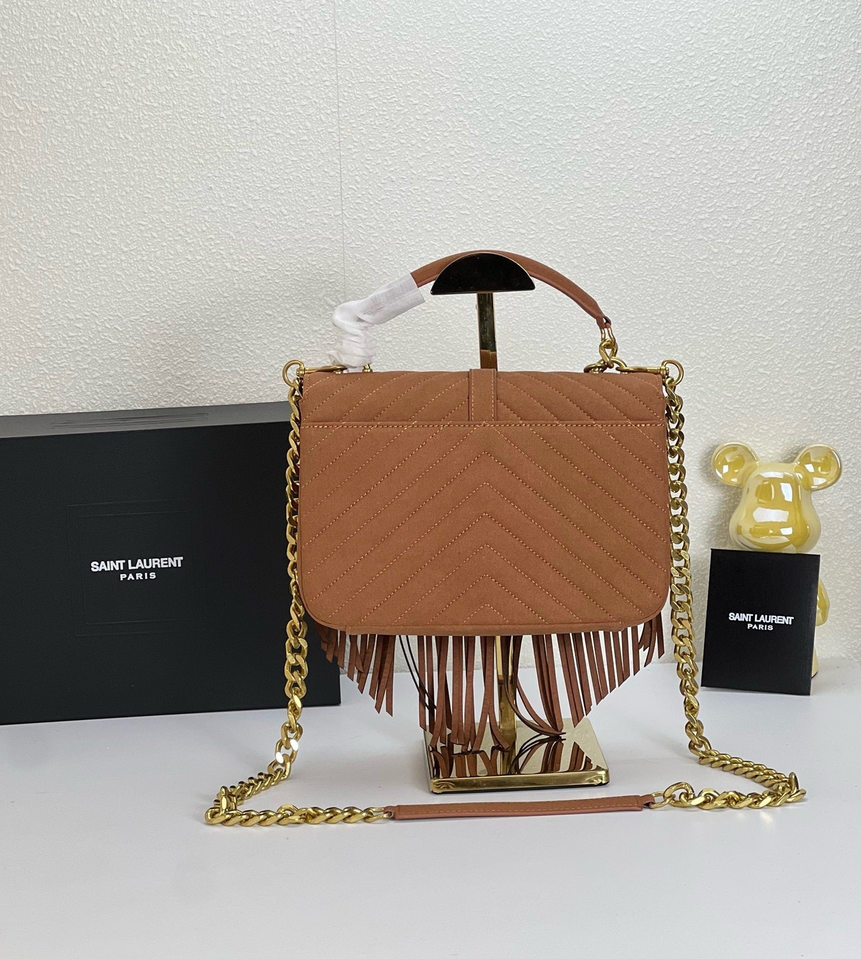 Monogram Tassel Shoulder Bag | Suede Finish