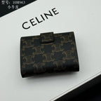Triomphe-Style Three-Fold Leather Wallet with Metal Hardware – Premium Quality