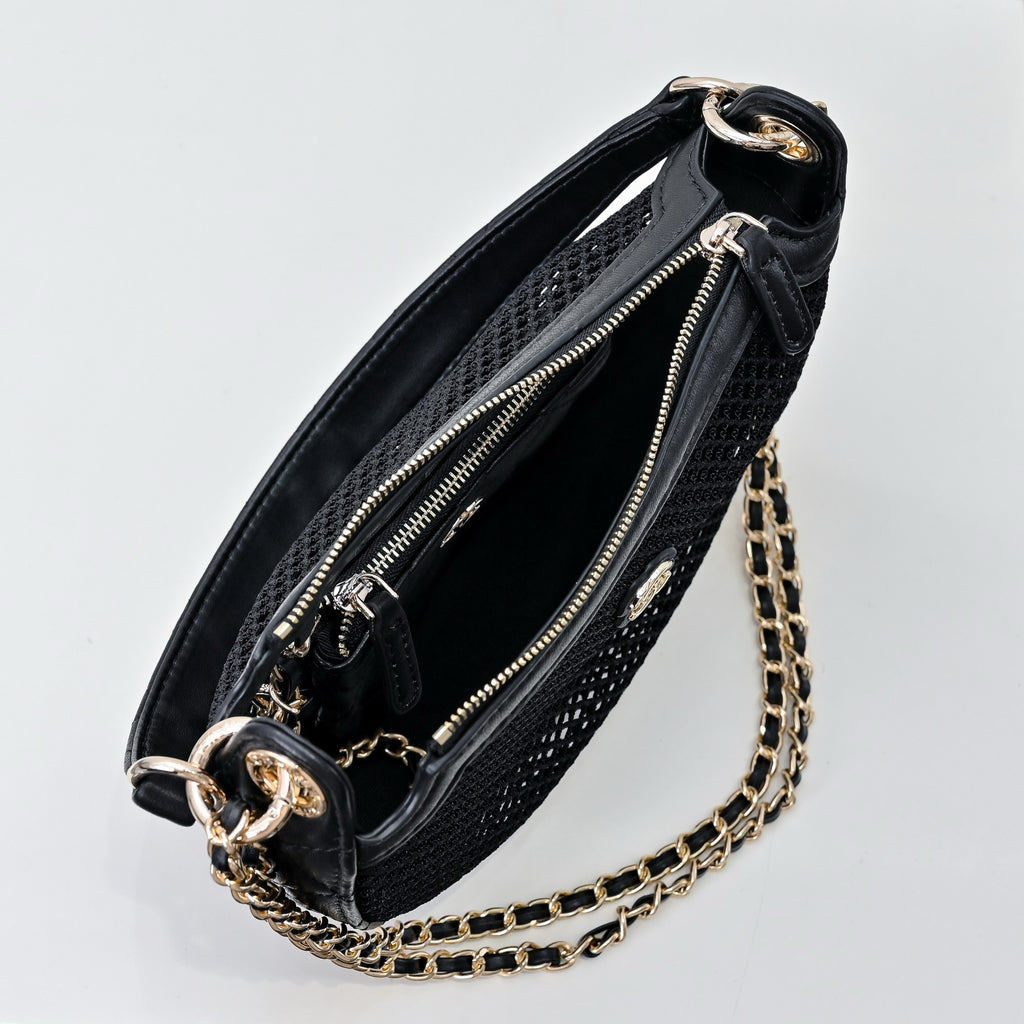 Mesh & Leather Chain Bag