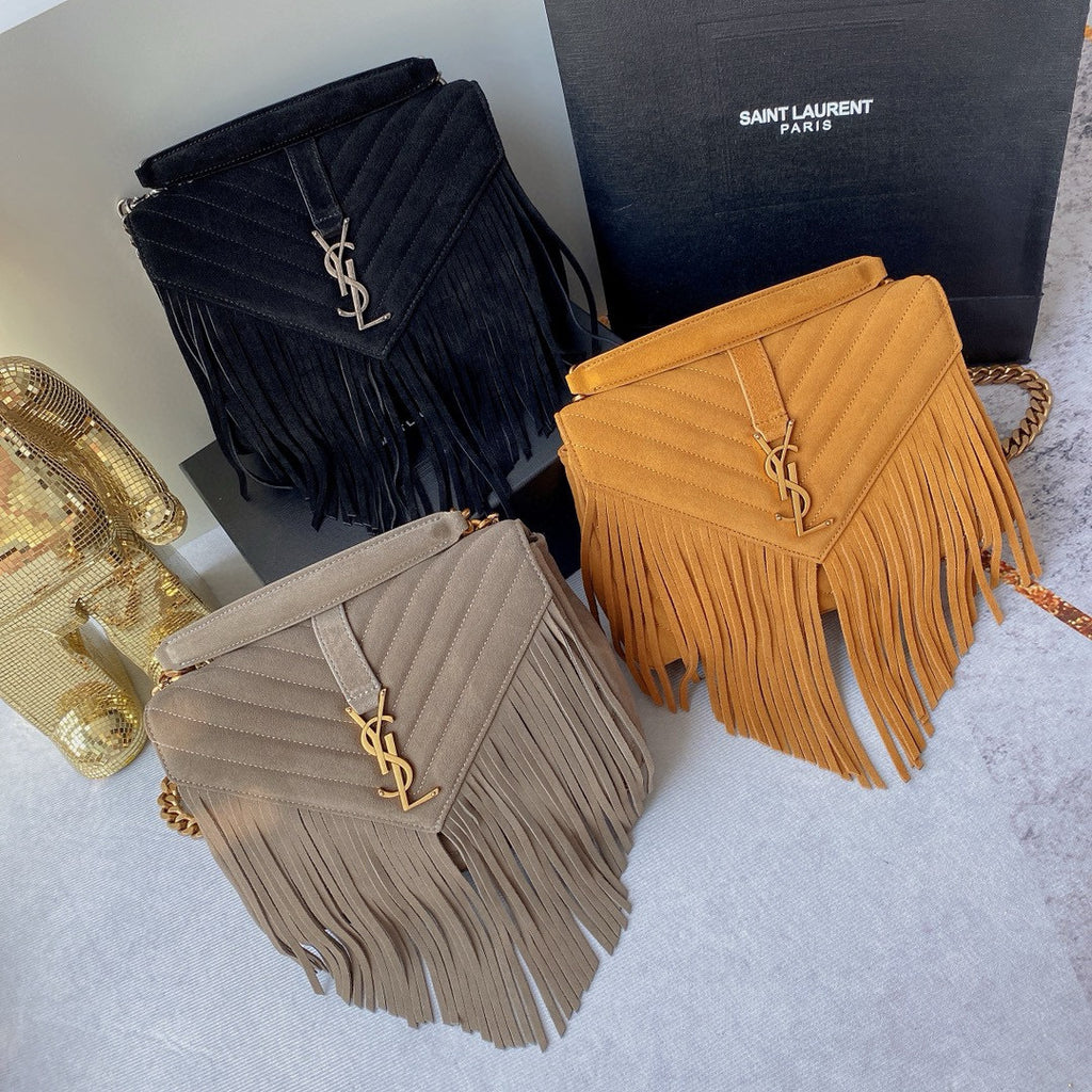 Monogram Messenger Bag | Suede with Tassel Accent