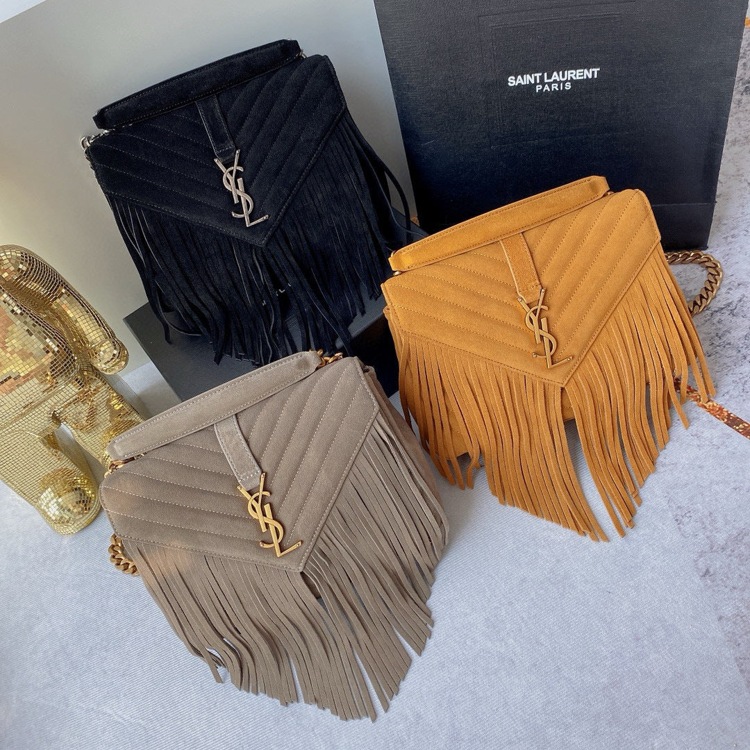 Monogram Messenger Bag | Suede with Tassel Accent