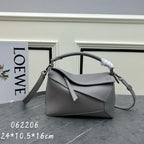Geometric Structured Shoulder Bag – Puzzle Edge Style, 24cm