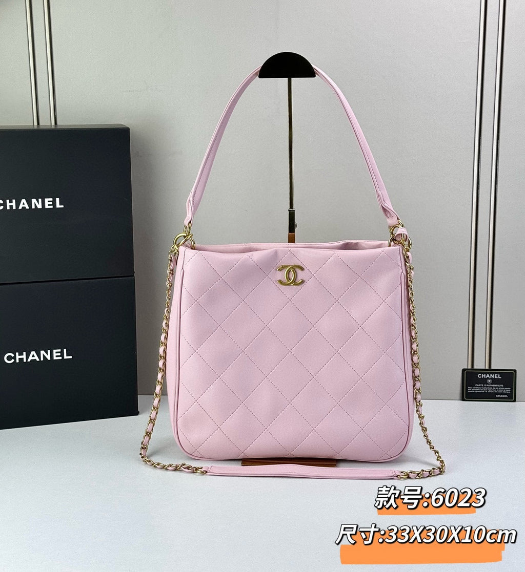 Handcrafted Quilted Hobo Bag with Woven Chain Strap