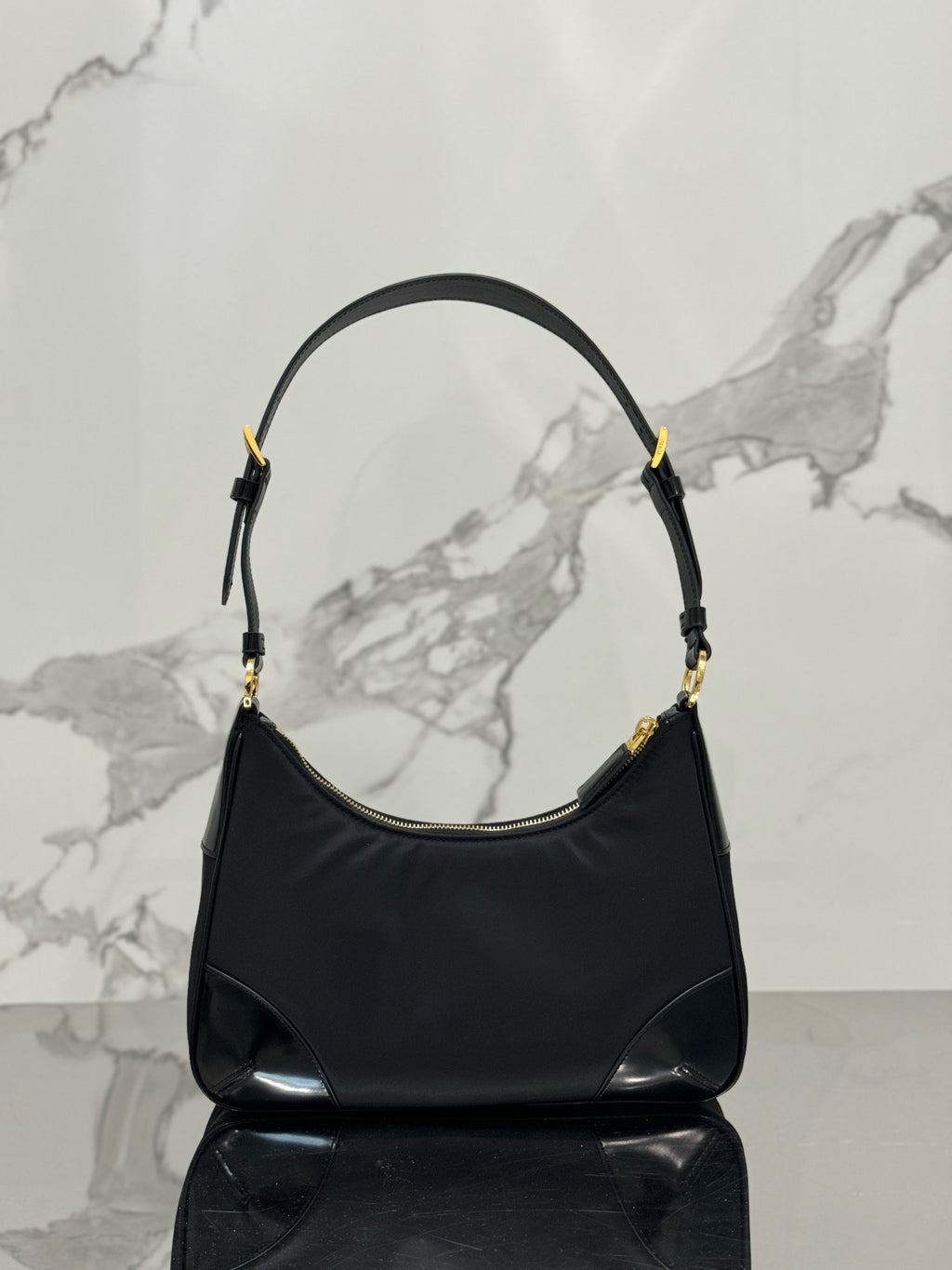 New Arrival | Modern Nylon & Patent Leather Shoulder Bag