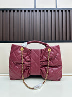 Large Bow-Detail Quilted Leather Shoulder Bag – Soft Padded Finish