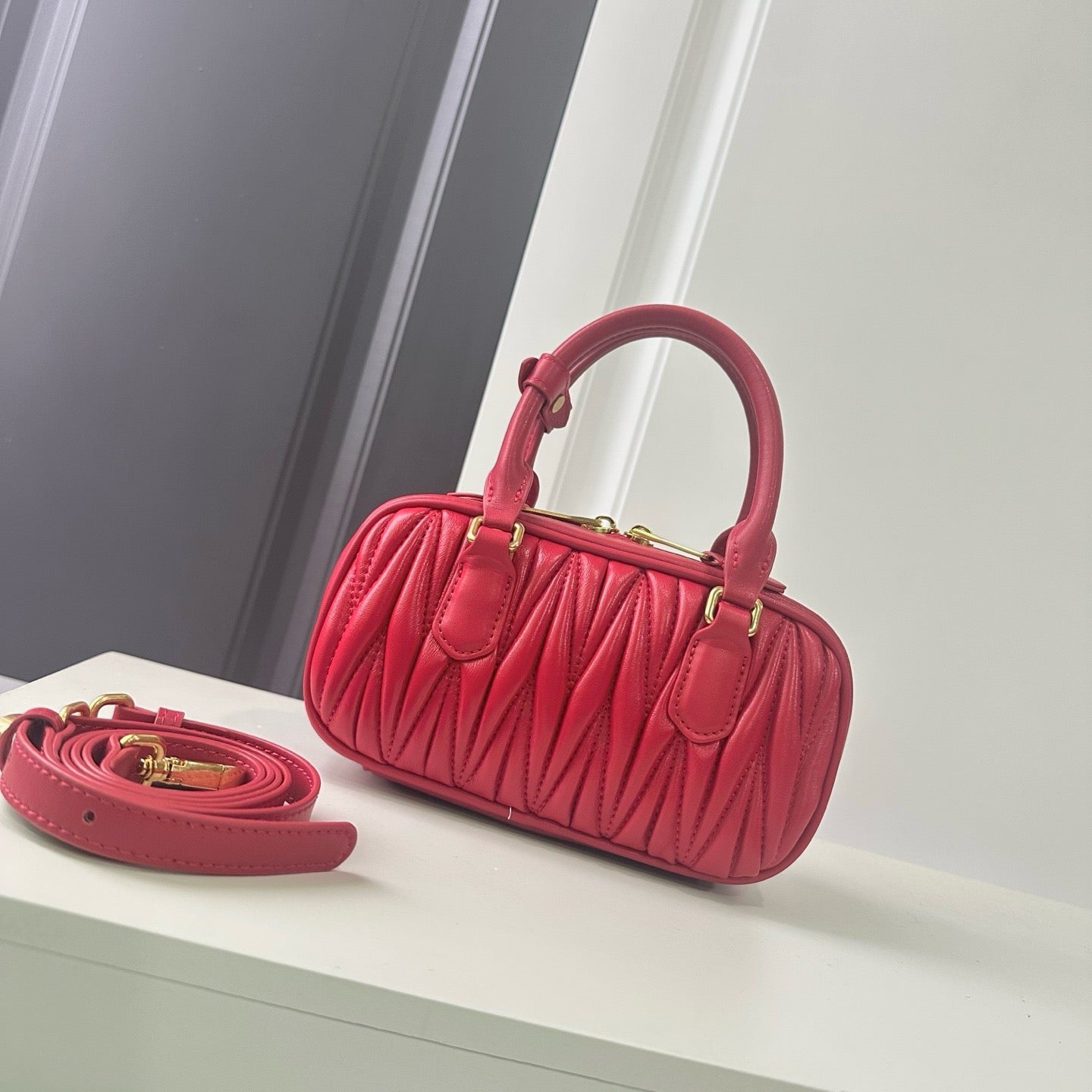 Mini Lambskin Ruched Shoulder Bag