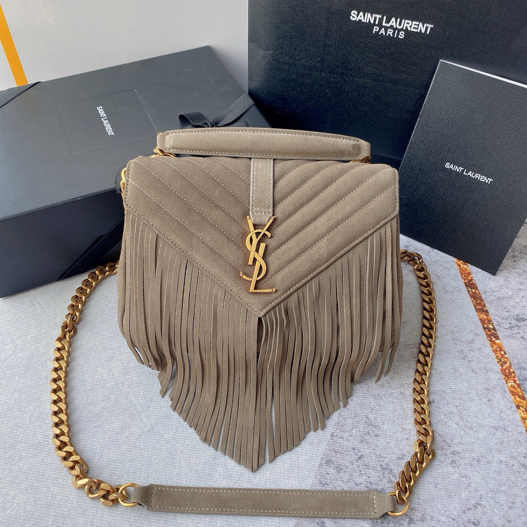 Monogram Messenger Bag | Suede with Tassel Accent