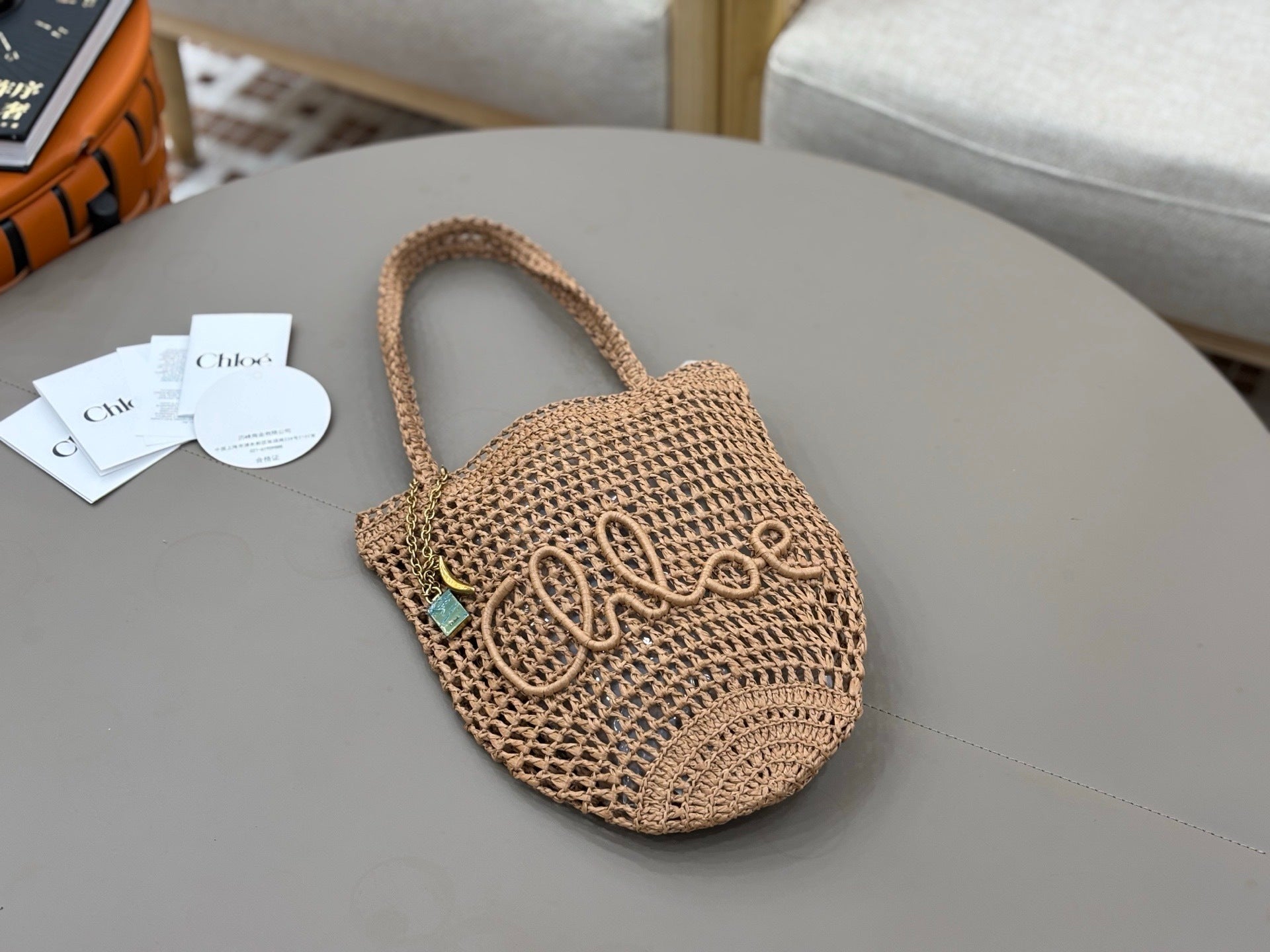 Premium Raffia Leather Tote Bag