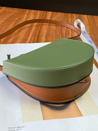 Compact Two-Tone Leather Shoulder Bag – Adjustable Strap, 17.8cm
