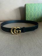 Suede-Finish Leather Belt — Retro Metal Buckle