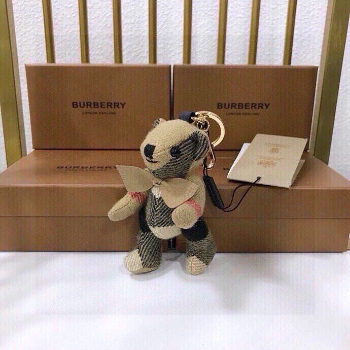 Cashmere Check Teddy Charm – Premium Bag & Key Accessory