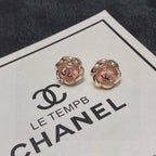 Double-C Crystal Stud Earrings | Soft Pink Finish